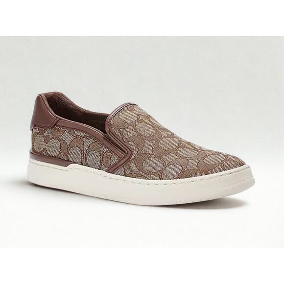 Coach Wells Slip On Sneakers C4393 Sig PVC Khaki Saddle Women’s 9B NIB - Picture 11 of 12